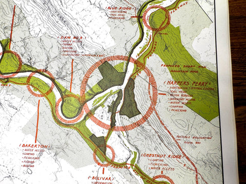 Vintage Potomac River Map 1966 | Praethers Neck, Terrapin Neck & Horseshoe Bend
