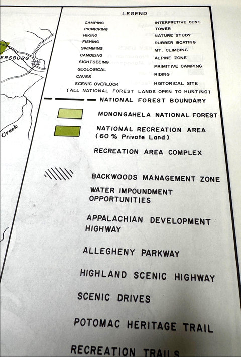 Vintage Seneca Rocks & Spruce Knob Map 1966 | Savage River Maryland West Virginia