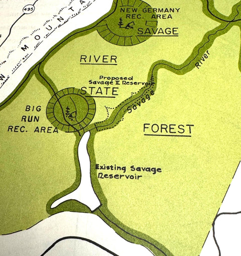 Vintage Seneca Rocks & Spruce Knob Map 1966 | Savage River Maryland West Virginia
