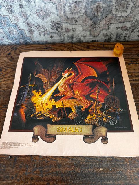 Smaug Fantasy Art Print by Hildebrandt | 1977 Calendar Page