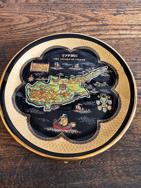 Cyprus Handcraft Decorative Plate with 24K Gold Detailing