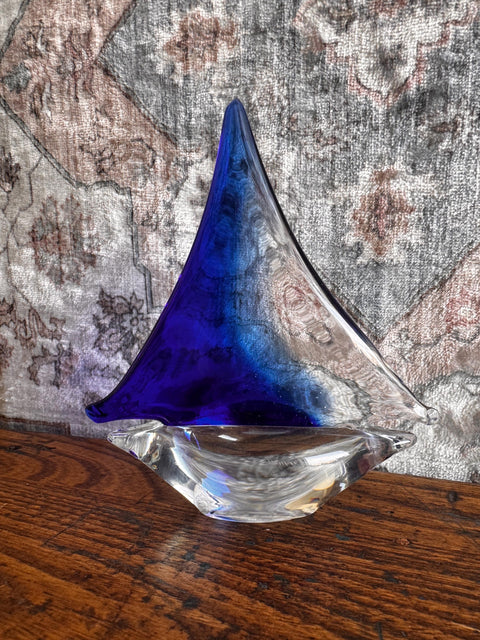 Hand Blown Glass Sailboat in Murano Style