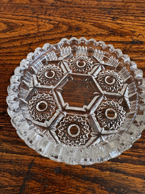 Set of Three Vintage Pressed Glass Coasters from Italy