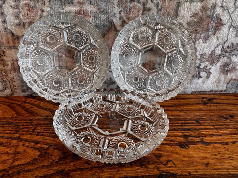 Set of Three Vintage Pressed Glass Coasters from Italy