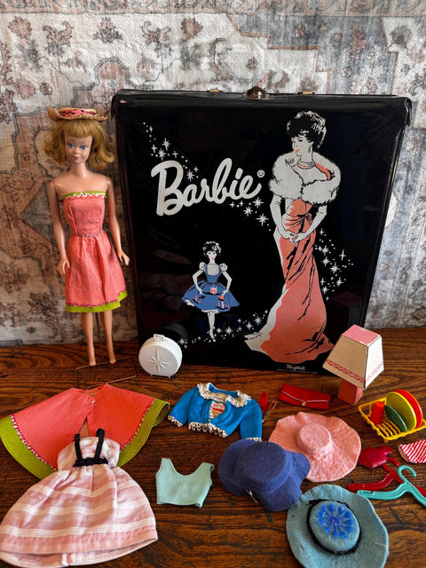 Vintage 1960's Mattel Midge Doll with Accessories and Carrying Case
