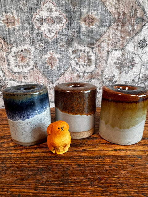 Set of 3 Mid-Century Modern Ceramic Candle Holders