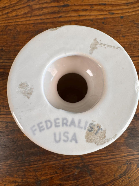 Pair of Federalist USA Ceramic Candle Holders with Floral Design