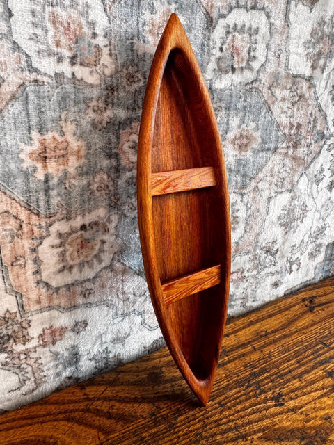 Hand Carved Wooden Model Canoe