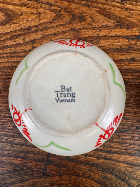 Bat Trang Vietnam Ceramic Cup and Saucer with Fish Pattern