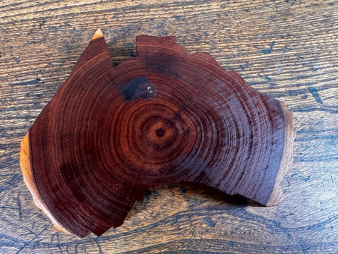 Wooden Ashtray Shaped Like Australia with Brass Kangaroo Accent