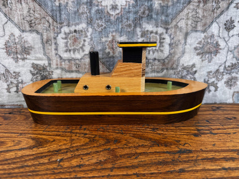 Handcrafted Wooden Tugboat Model