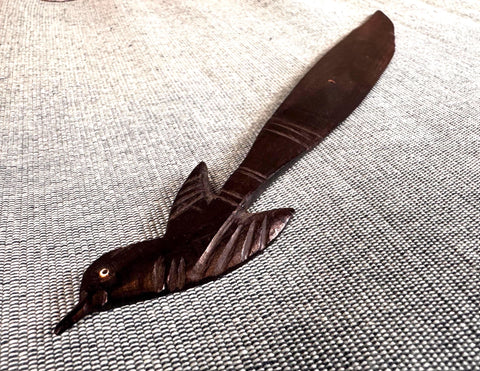 Carved Wooden Letter Opener with Bird Handle