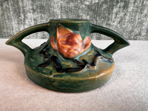 1943 Roseville Pottery Candle Holders with Floral Motif