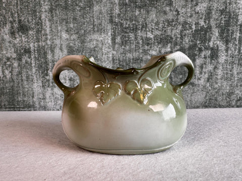 Green Ceramic Dish with Red Fruit Decoration