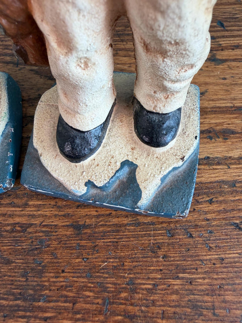 Pair of Fisherman Cast Iron Bookends with Vintage Patina