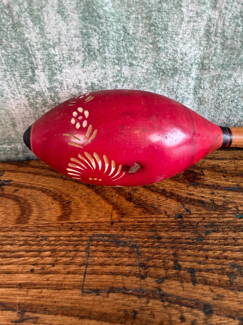 Hand Painted Wooden Maraca Rattle with Floral Design