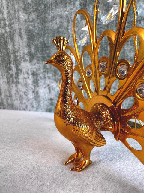 Crystal Creations Austrian Crystal 24K Gold Plated Peacock Figurine by KG & C, Inc.