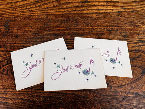 Lot of 3 Gibson Letter-Ettes Greeting Cards with Floral and Musical Note Design
