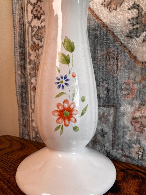 Pair of Federalist USA Ceramic Candle Holders with Floral Design