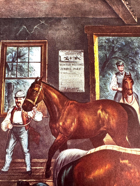 Trotting Cracks at the Forge by Thomas Worth | Currier & Ives Lithograph Print