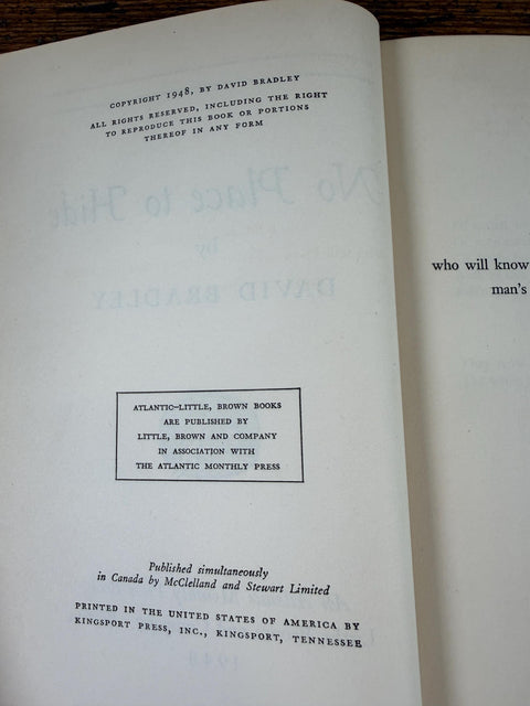 No Place to Hide by David Bradley | 1948 Hardback