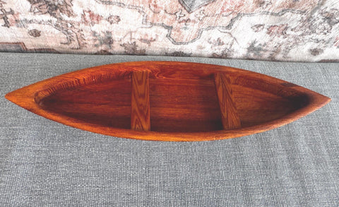 Hand Carved Wooden Model Canoe