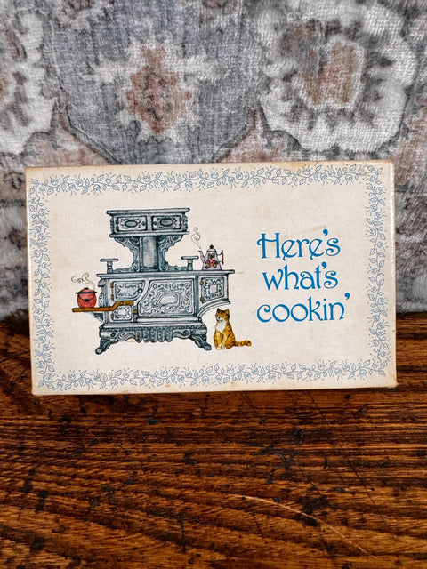 Here's What's Cookin' Stove Vintage Double Recipe Cards
