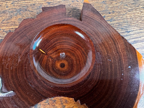 Wooden Ashtray Shaped Like Australia with Brass Kangaroo Accent