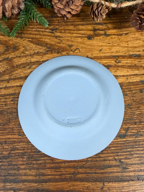 Wedgwood Blue Jasperware Holiday Plate with Candle and Holly Design