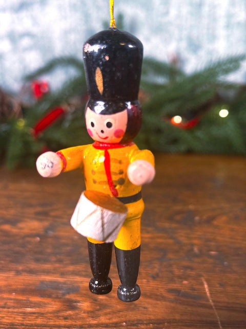 Wooden Toy Soldier Christmas Ornament with Drum
