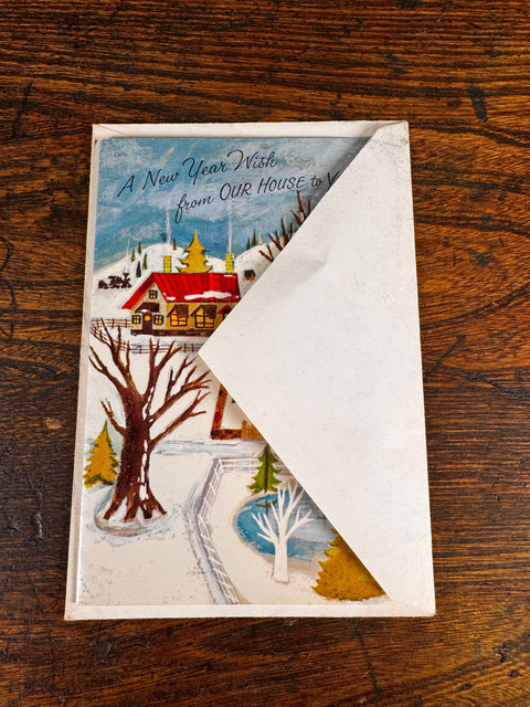 A New Year Wish from Our House to Yours Greeting Cards