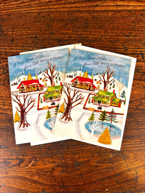 A New Year Wish from Our House to Yours Greeting Cards