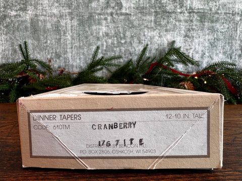 Columbia Cranberry Dinner Taper Candles - Set of 12, 10-Inch