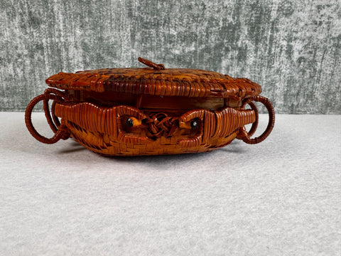 Vintage Woven Crab Basket with Lid