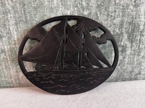 1983 Metal Trivet with Sailboat Design