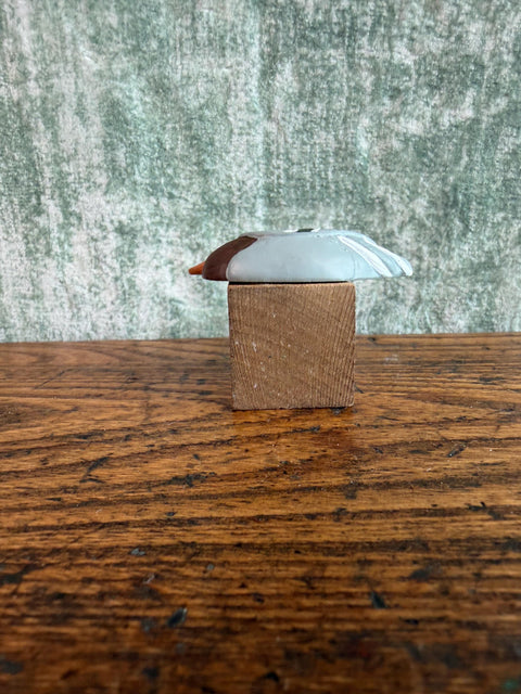 Wooden Duck Candle Holder with Blue Candle