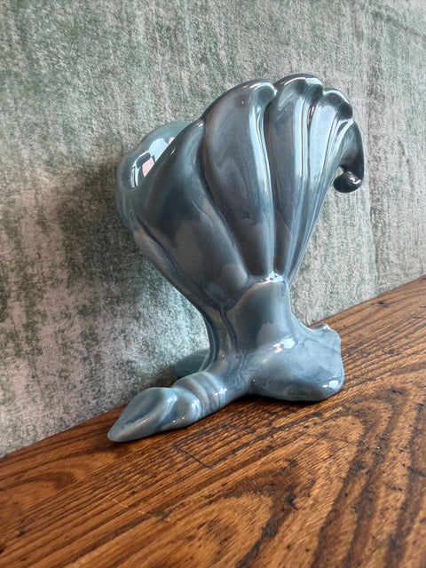 Royal Haeger Blue Ceramic Cornucopia Vase