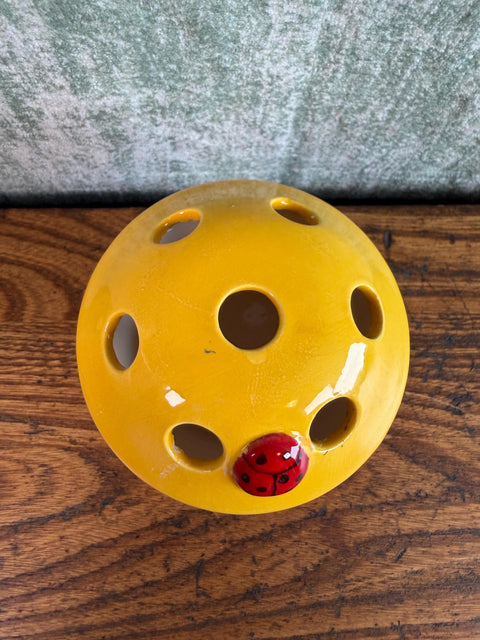 Vintage Ceramic Mushroom Pen Holder | Orange Yellow Ladybug