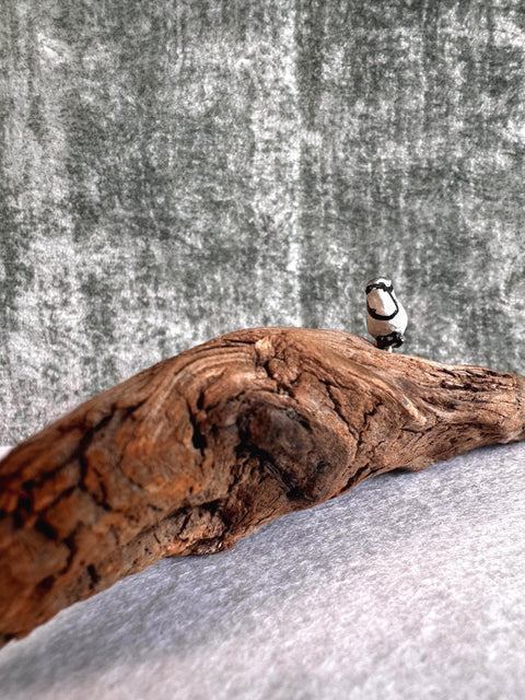 Small Blue Jay Bird Figurine on Driftwood Base