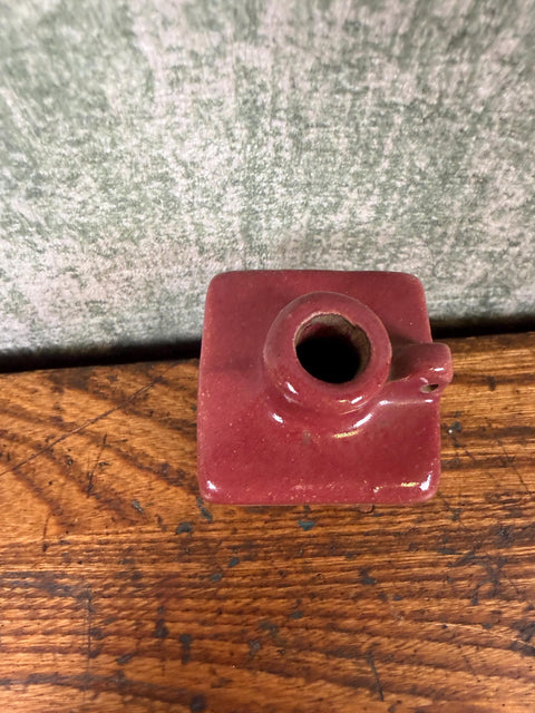 Small Two-Tone Ceramic Jug with Rich Red and Cream Glaze