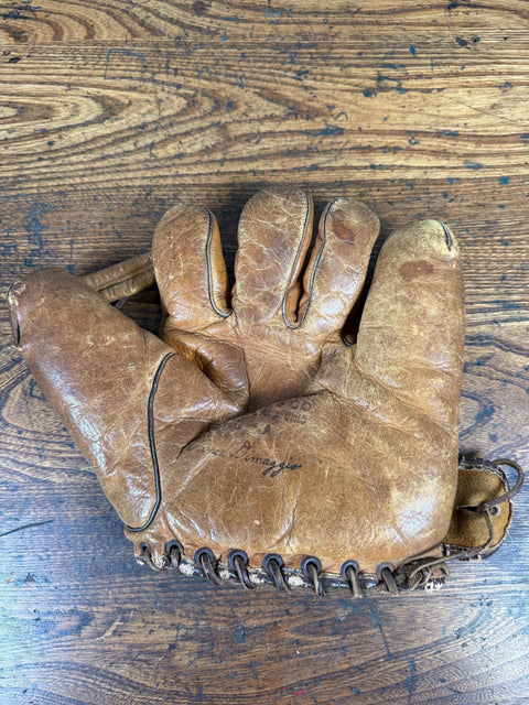 Vintage Vince DiMaggio Baseball Glove | Leather Split Finger Mitt 1940s