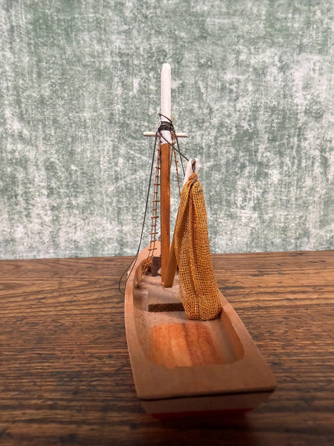 Handcrafted Wooden Model Sailboat Nautical Decor