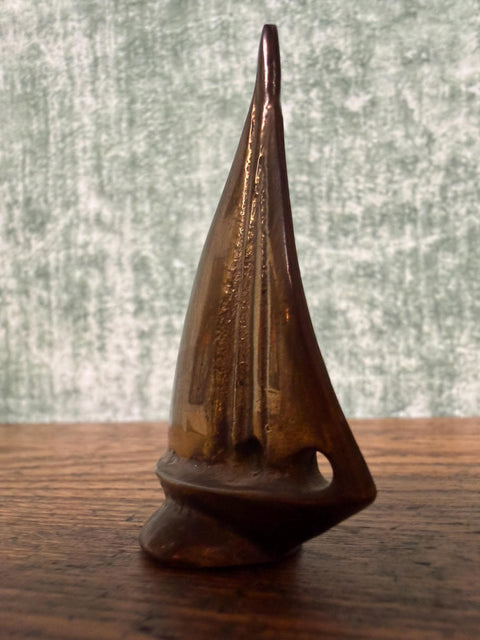 Small Metal Sailboat Figurine with Vintage Charm