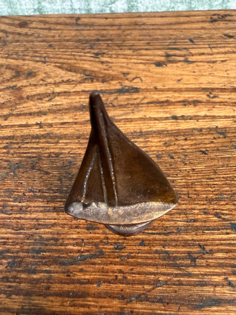 Small Metal Sailboat Figurine with Vintage Charm