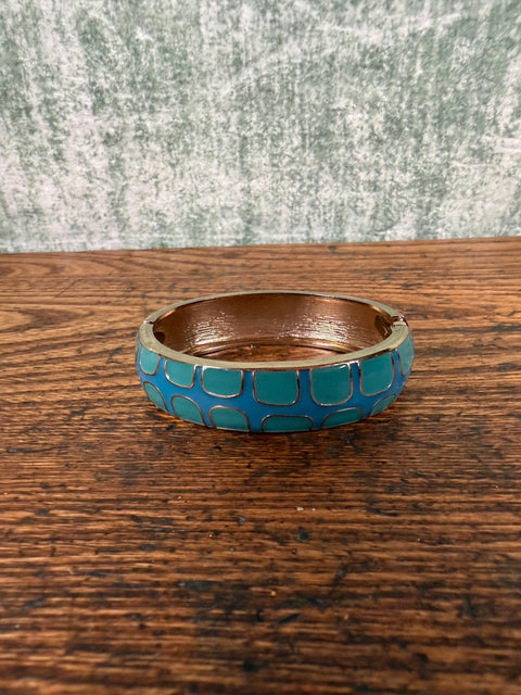 Fornash Turquoise Enamel Hinged Bangle Bracelet