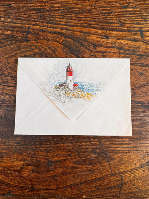 Lot of 9 Vintage Envelopes with Painted Lighthouse Illustration