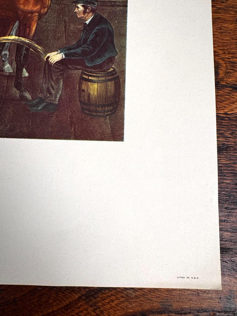 Trotting Cracks at the Forge by Thomas Worth | Currier & Ives Lithograph Print