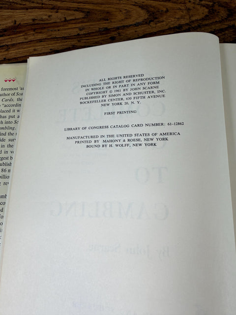 Scarne's Complete Guide to Gambling by John Scarne | 1961 Hardback