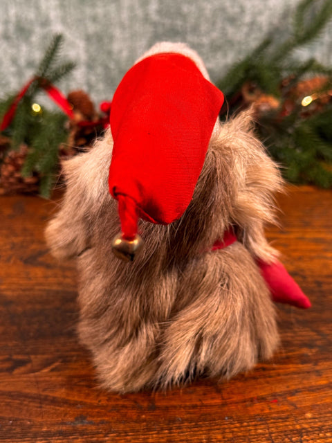 Vintage Scandinavian Santa Claus Figurine with Fur Coat and Red Hat