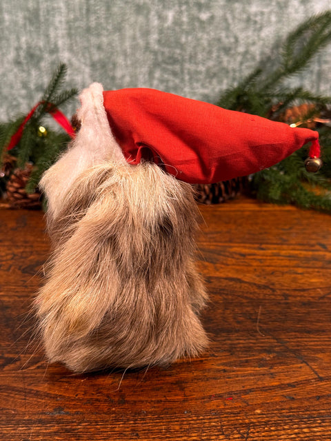 Vintage Scandinavian Santa Claus Figurine with Fur Coat and Red Hat